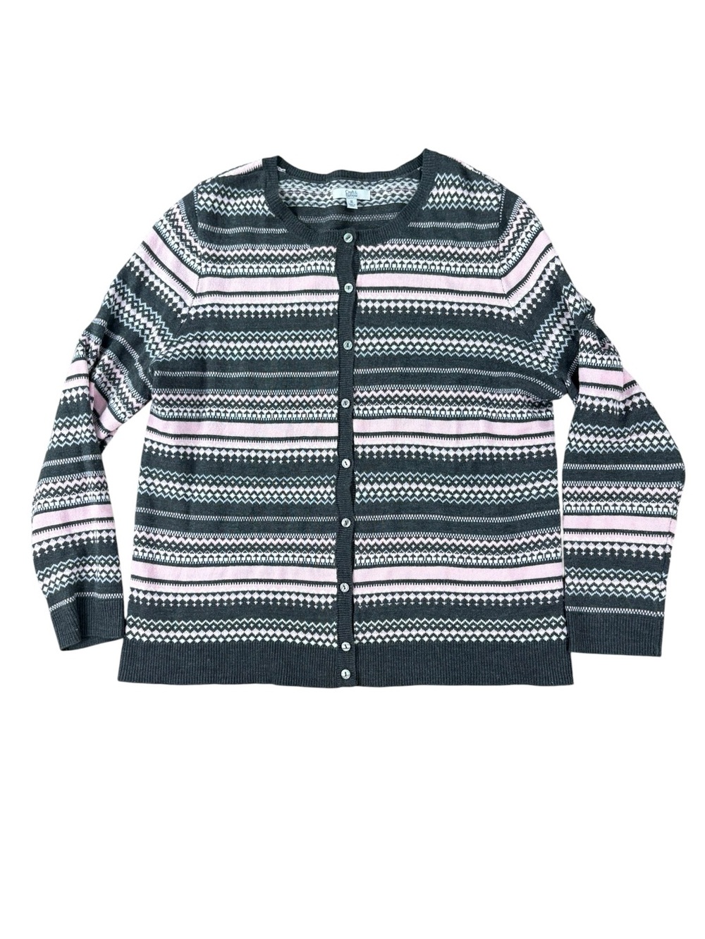 Woman’s Croft & Barrow lightweight fair isle cardigan size XL